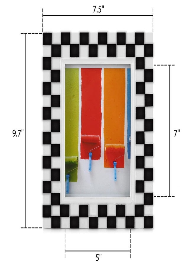 FJXMFRAME إطار صور FJXMFRAME أبيض وأسود، مقاس 5x7، بنقشة مربعات، إطار صور مميز وفريد من نوعه، ديكور منزلي بنقشة مربعات، مناسب لوضعه على الطاولة أو تعليقه على الحائط، مصنوع من الراتنج. - Image 2